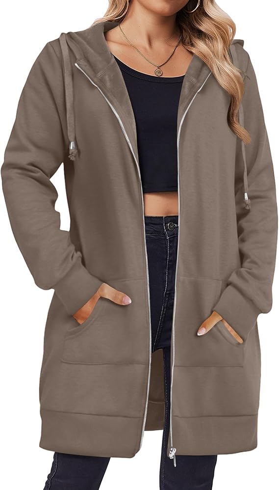 Menswomens31 Zeagoo Zip Up Hoodies For Women Long Sleeve Oversized Sweatshirts Casual Lightweight Fleece Jackets With Pockets - Image 1