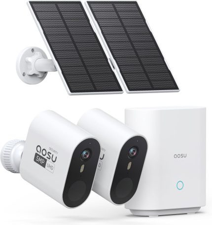 AOSU 3K/5MP Solar Security Cameras Wireless Outdoor