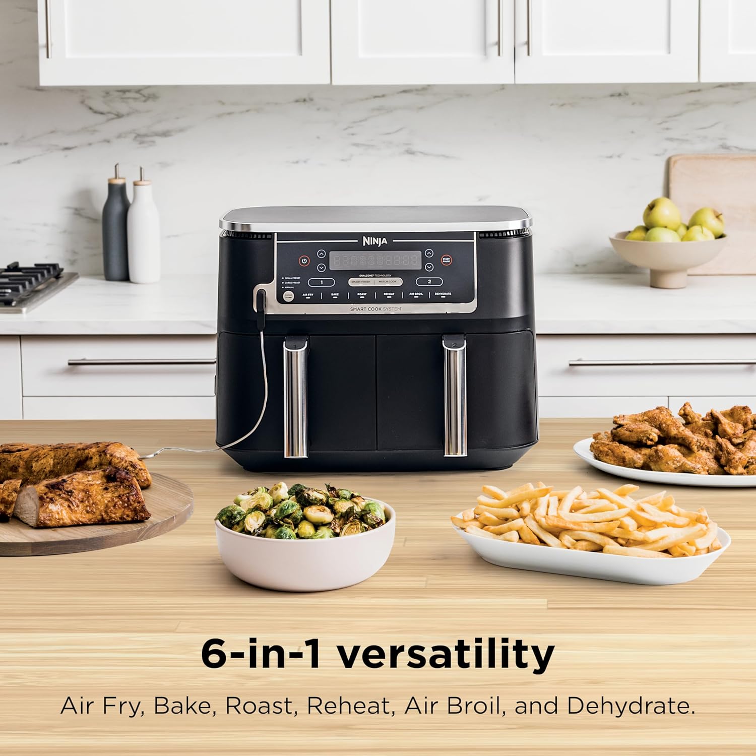 kitchen1 Ninja DZ550 Foodi 10 Quart 6-in-1 DualZone Smart XL Air Fryer with 2 Independent Baskets