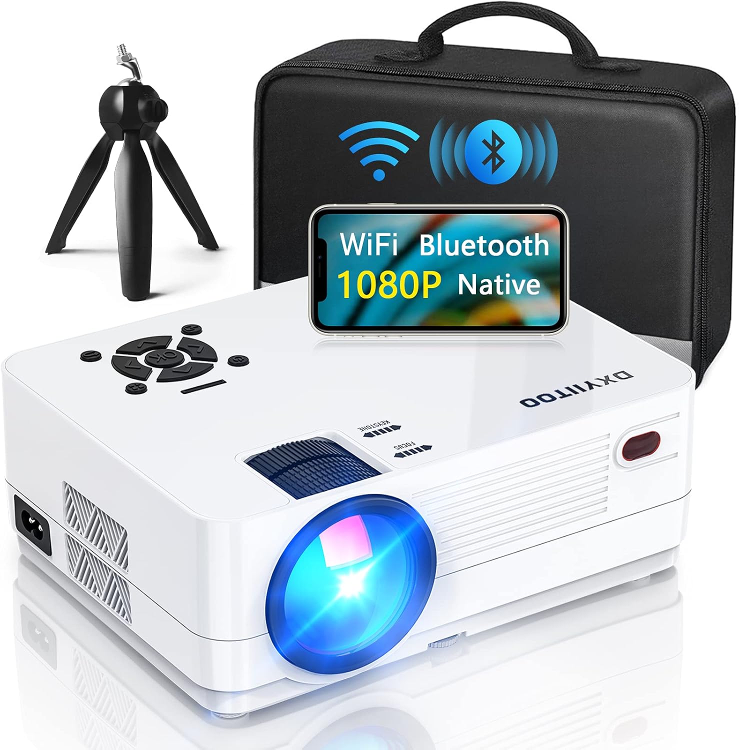comp22 Native 1080P Projector with WiFi and Two-Way Bluetooth,