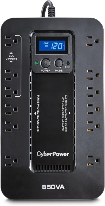 CyberPower EC850LCD UPS battery backup 850VA 510W ecologic surge protector with LCD and eco mode