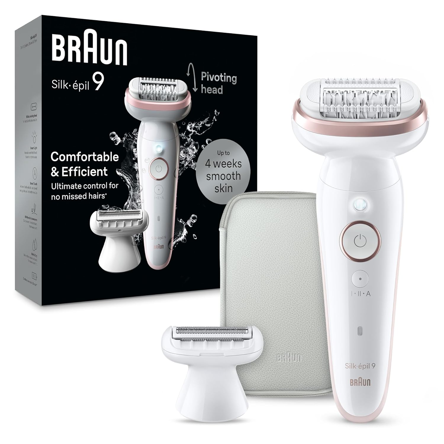 Braun Silk-épil 9 Epilator SES9-030 Wet & Dry Hair Removal Device for Women Braun Silk epil 9 epilator SES9-030 wet and dry hair removal device for women with shaver head and trimmer comb