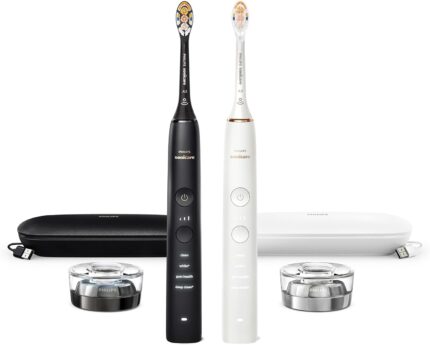 Philips Sonicare DiamondClean Connected electric toothbrush 2 pack with charging travel cases black and rose gold